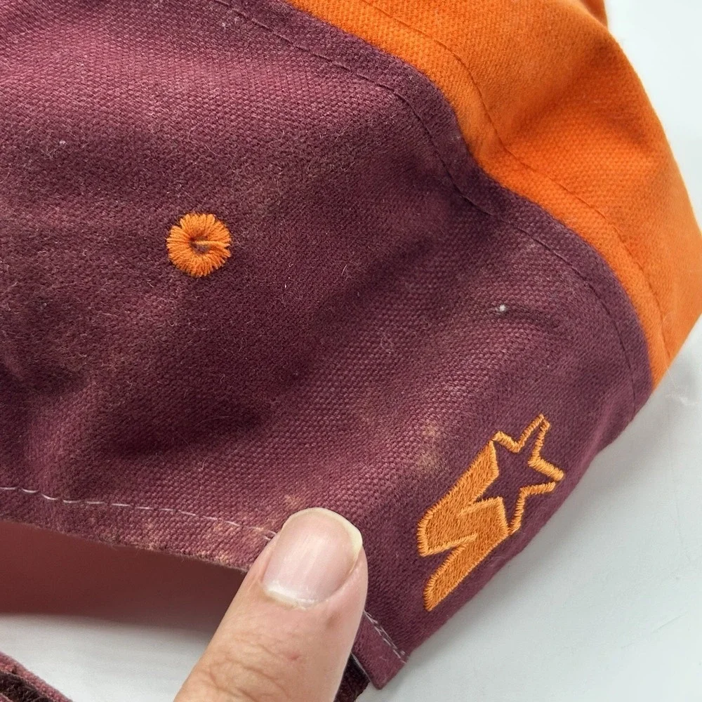 Vintage Virginia Tech‎ Hokies Hat Starter Two Tone Strapback Orange Red